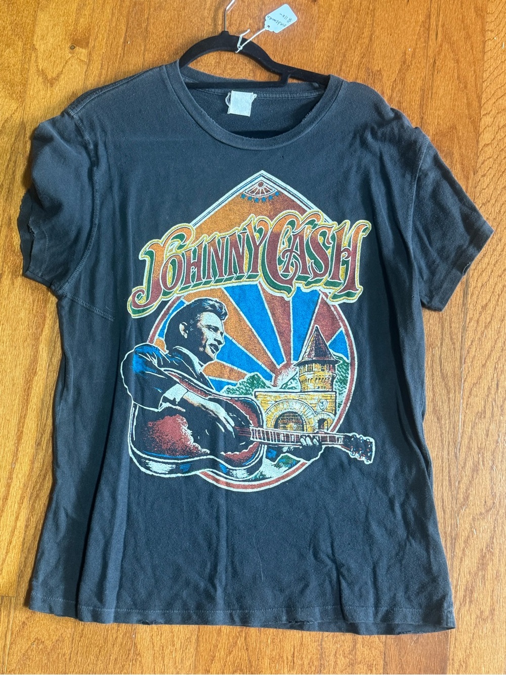MadeWorn Johnny Cash Black Graphic Tee with Multicolor Print